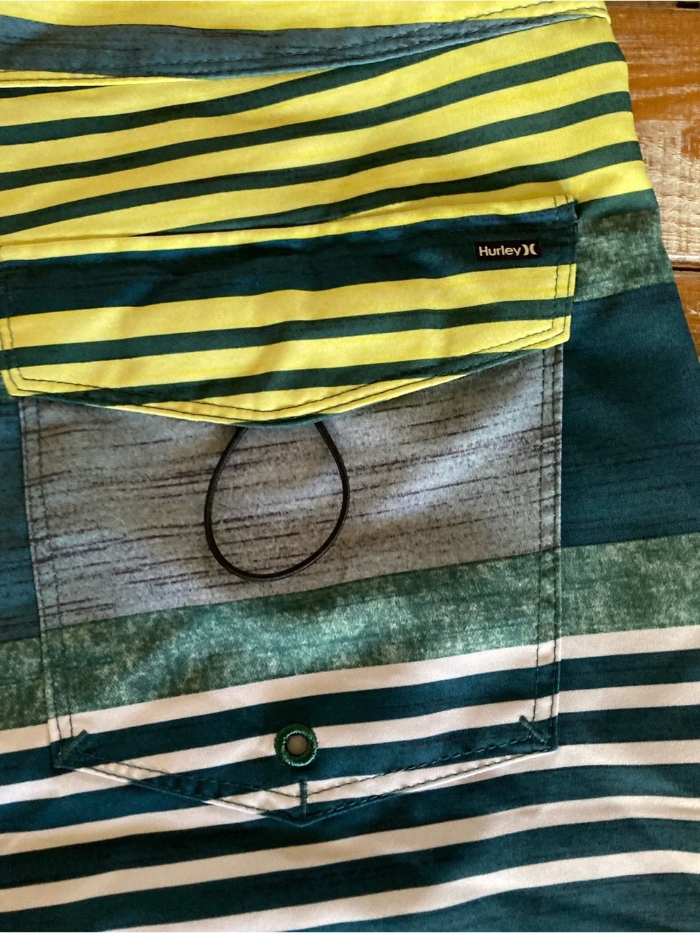 Hurley Striped Teal and Yellow Board Shorts